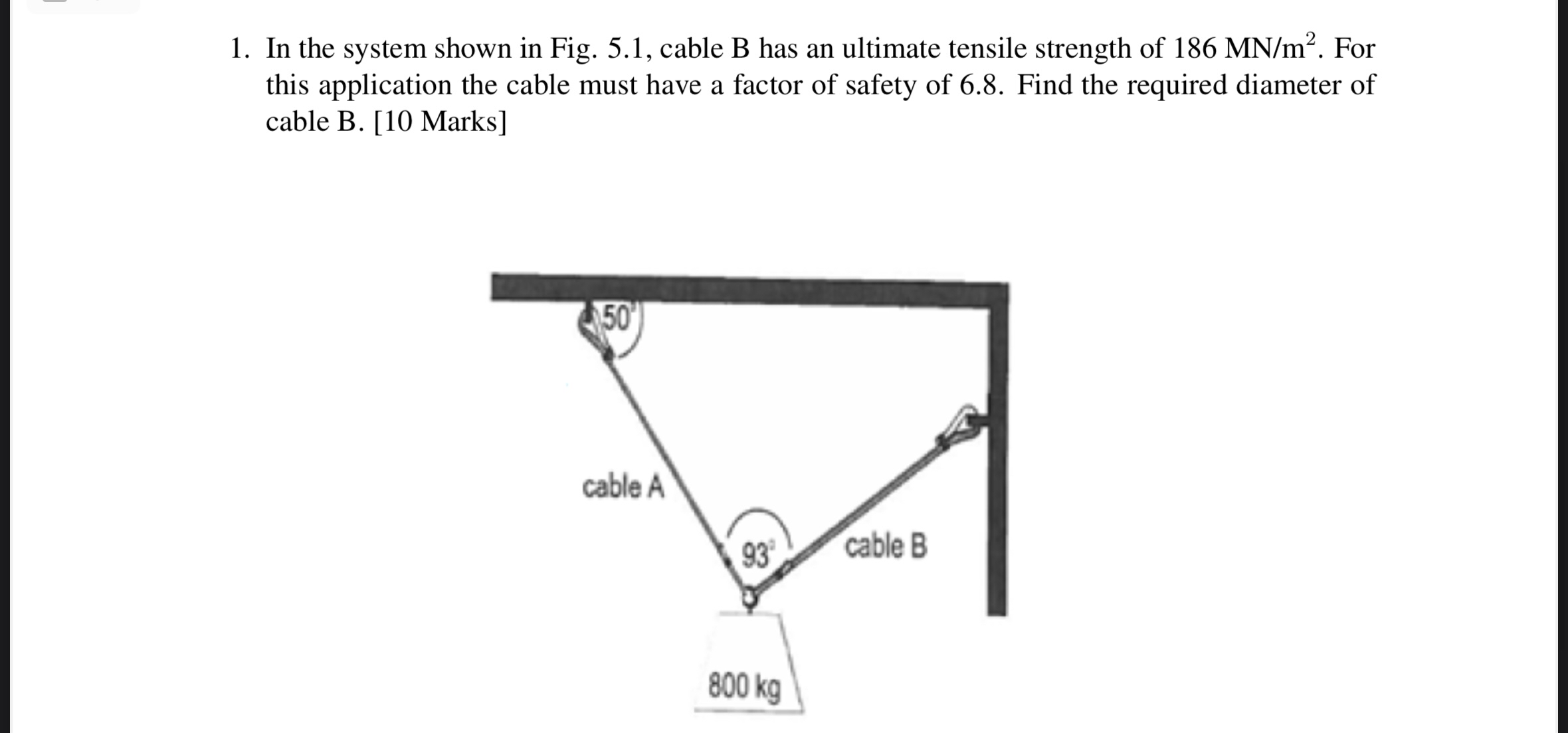 In the system shown in Fig. 5 . 1 , cable B has