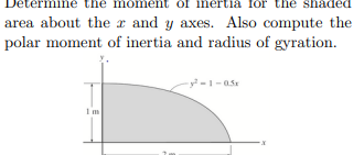 Determme the moment of mertia for the snaded area