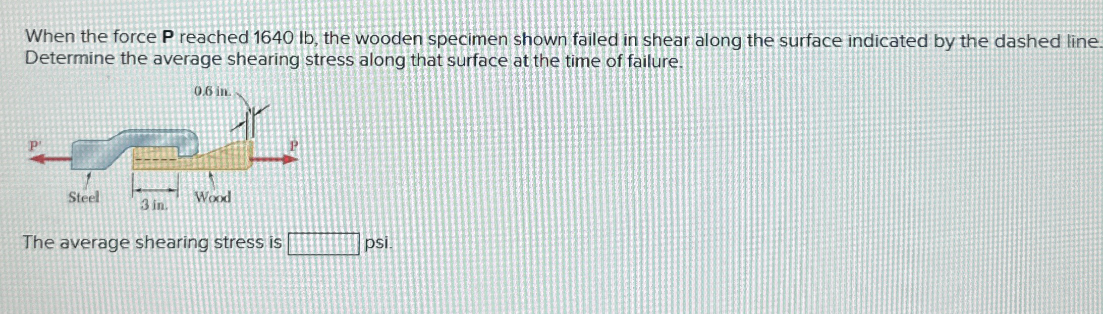 When the force P reached 1 6 4 0 lb , the wooden