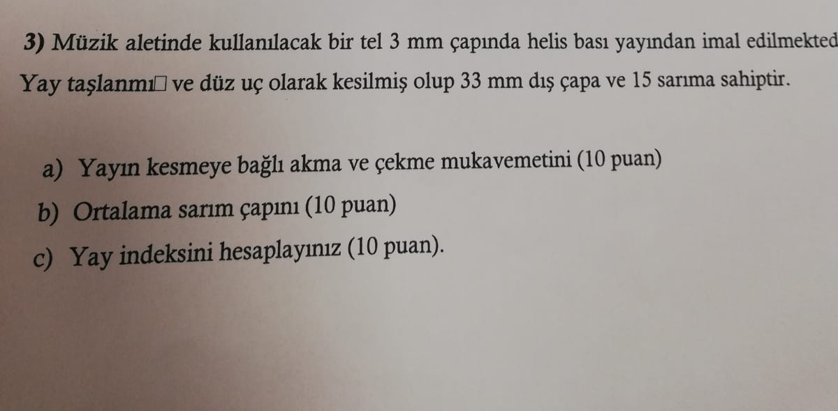 M zik aletinde kullan lacak bir tel 3 m m ap nda