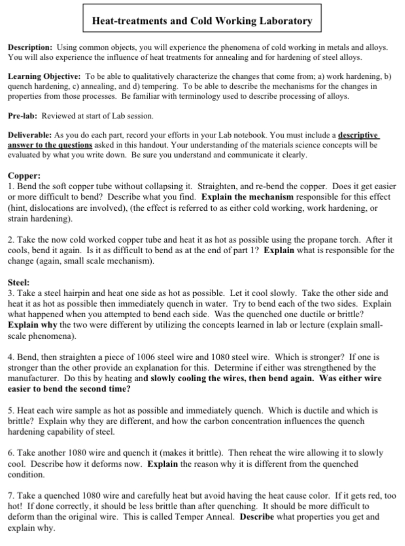 Heat - treatments and Cold Working Laboratory