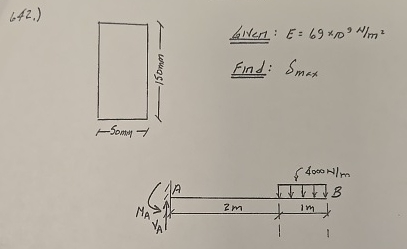 6 4 2 . ) Given: E = 6 9 1 0 9 N m 2 Find: S m a x