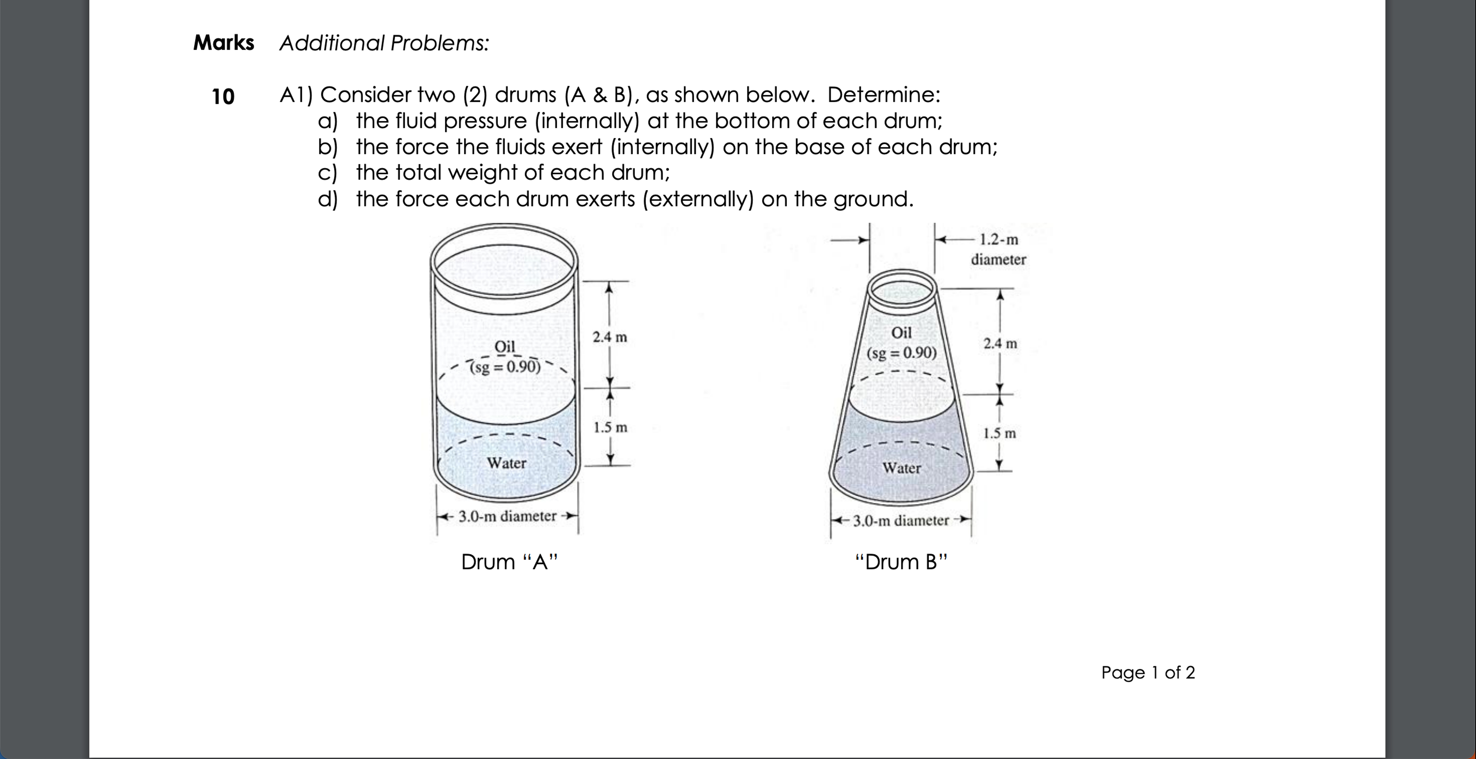 Marks Additional Problems: 1 0 A 1 ) Consider two