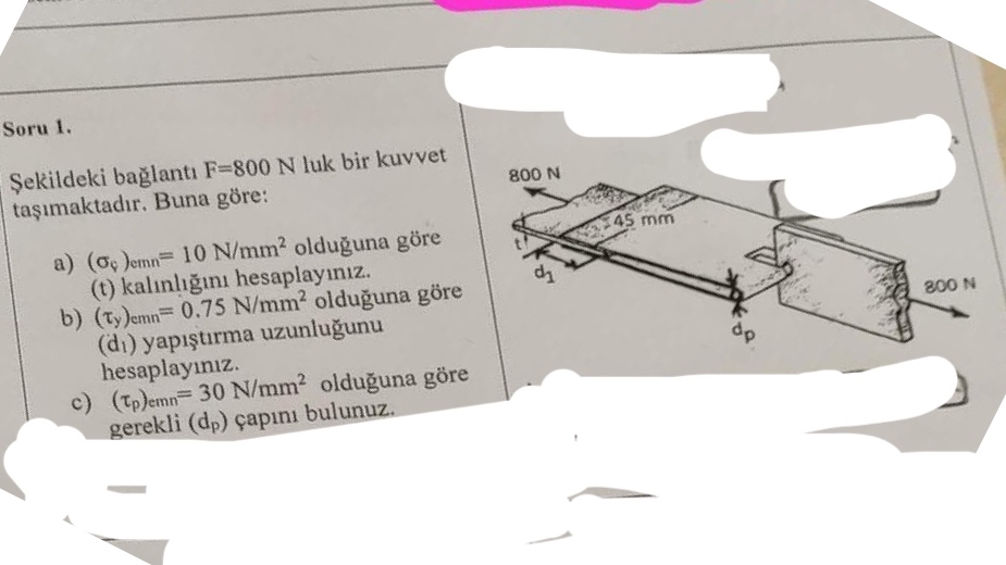 Soru 1 . Sekildeki baglant F = 8 0 0 N luk bir