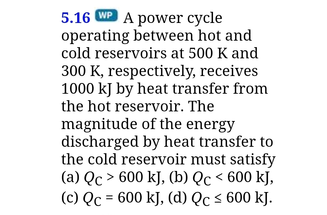 5 . 1 6 WP A power cycle operating between hot