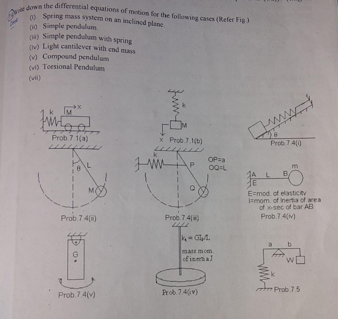 ( 1 . ) vis down the differential equations of