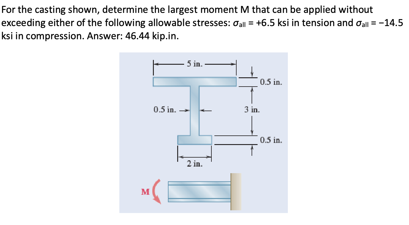 For the casting shown, determine the largest