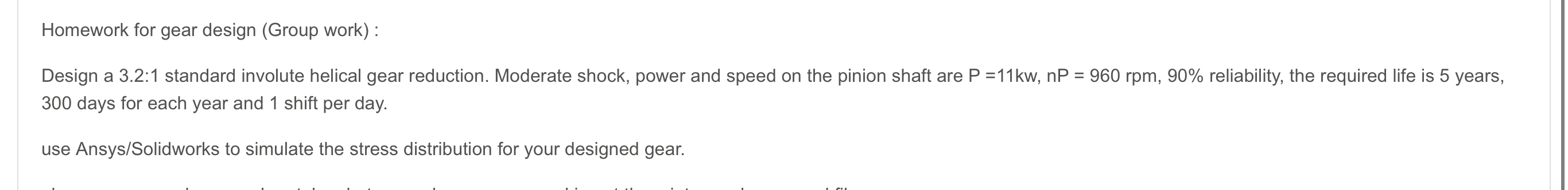 Can you do it in solidwork Homework for gear