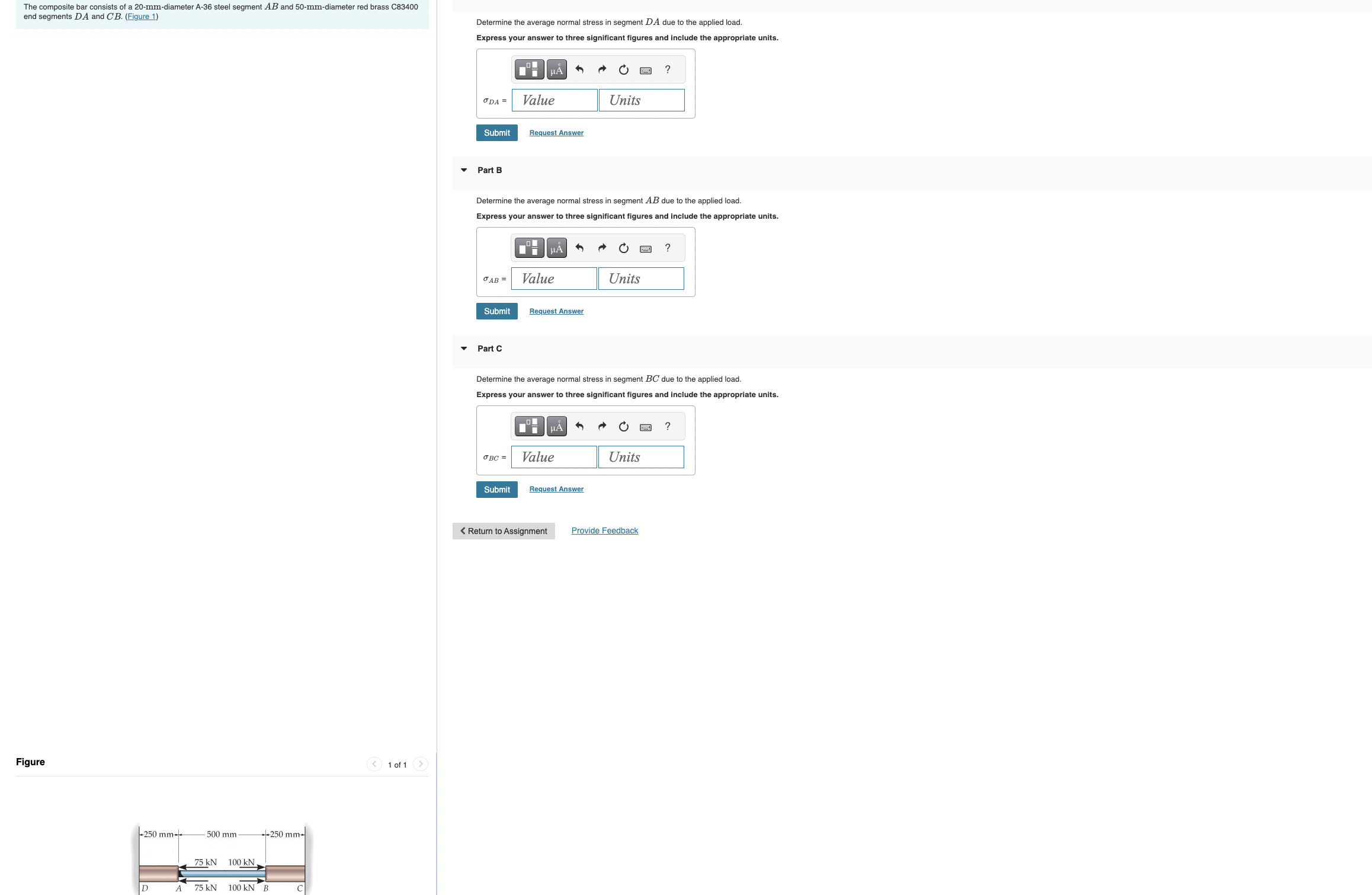 The composite bar consists of a 2 0 - m m -