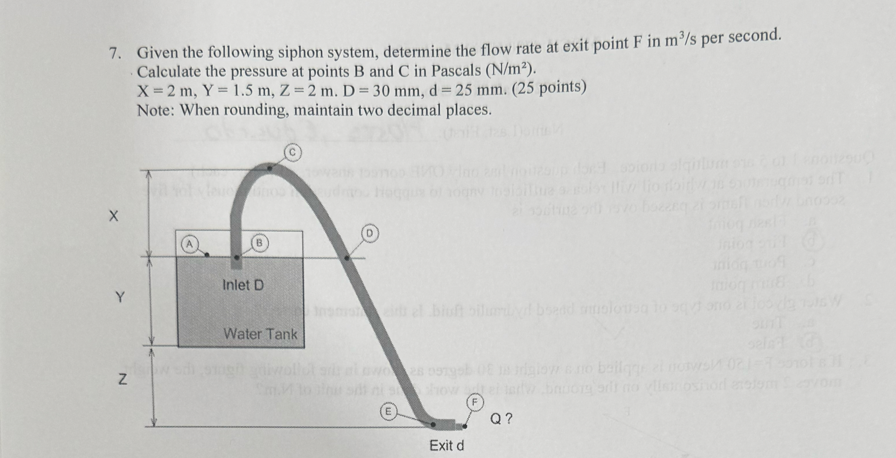 Given the following siphon system, determine the