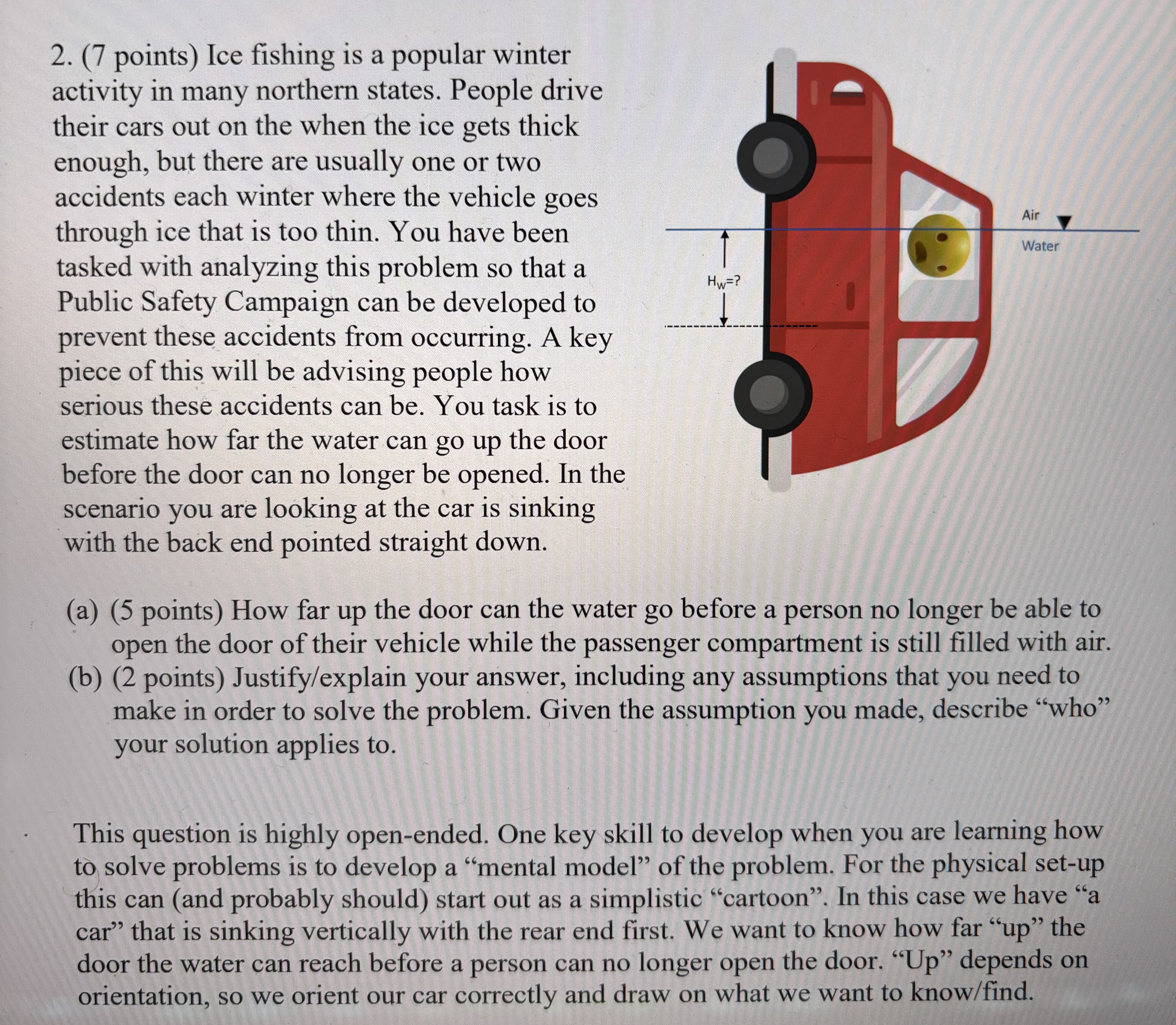 2 . ( 7 points ) Ice fishing is a popular winter