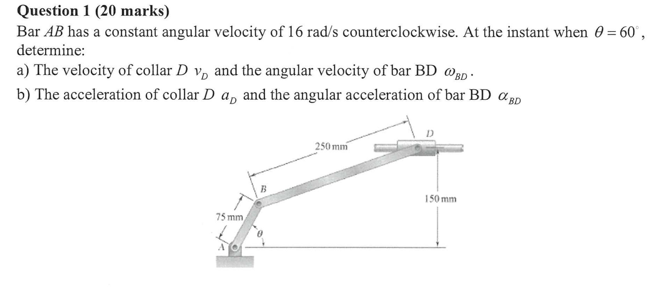 Question 1 ( 2 0 marks ) Bar A B has a constant