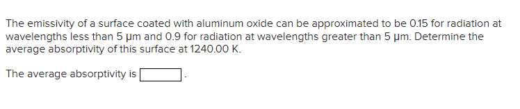 The emissivity of a surface coated with aluminum