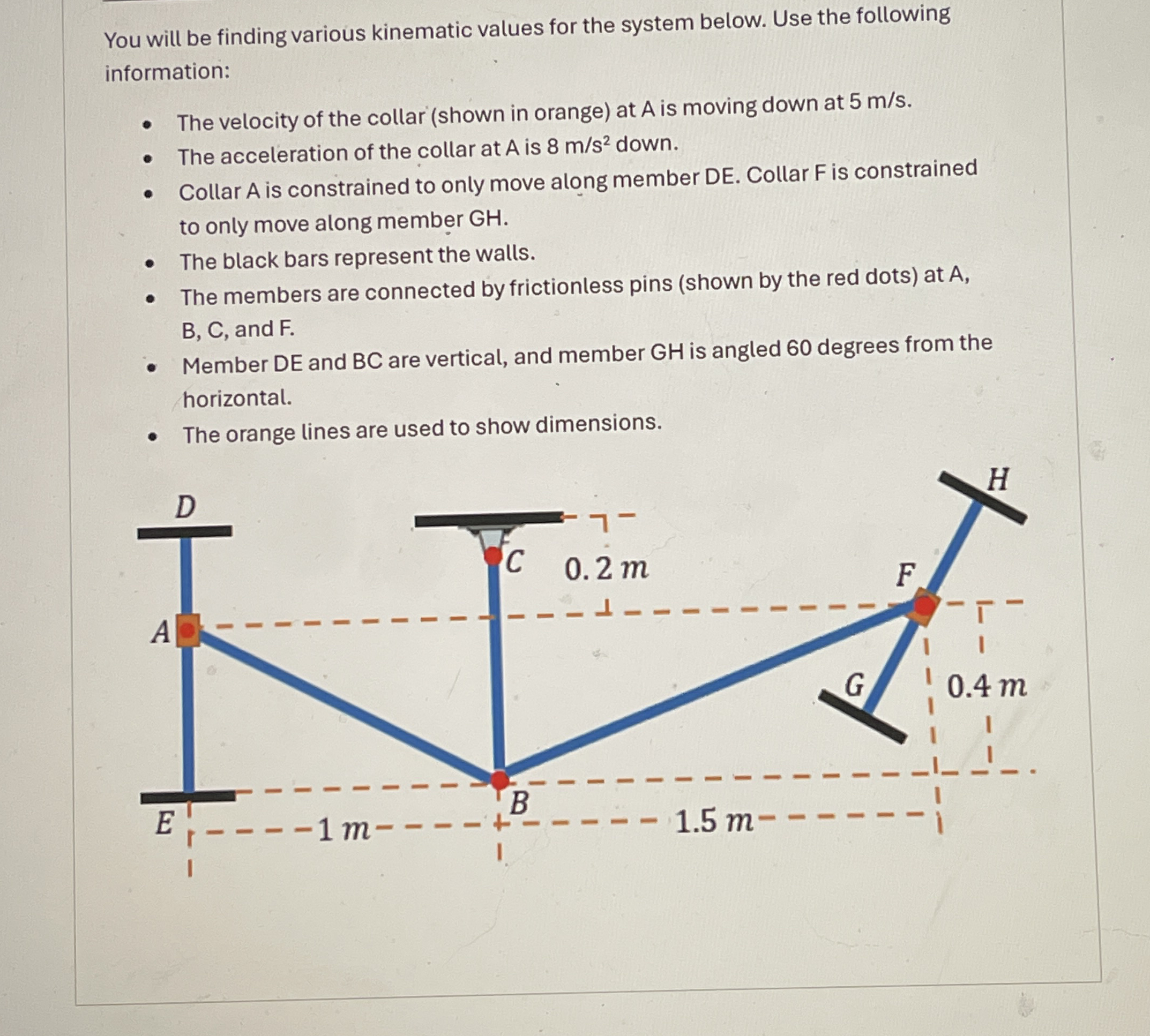 Assume rhe following: Velocity of point B is 2 .
