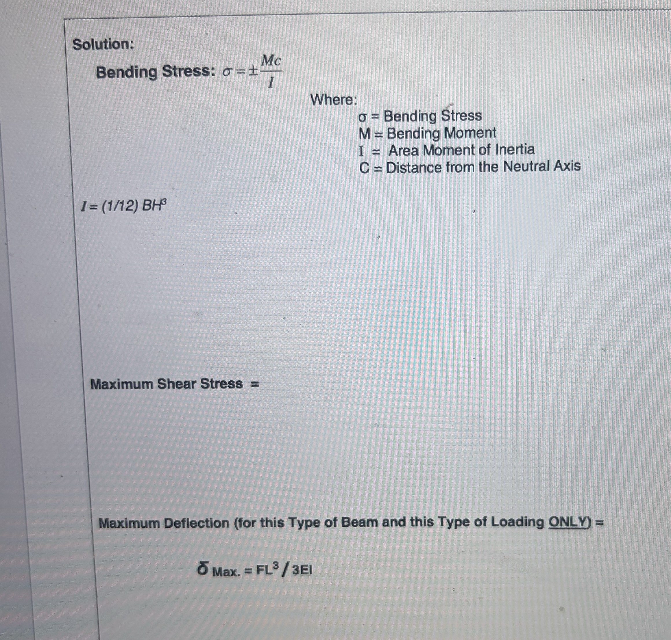 A Steel Beam with a Rectangular cross section is