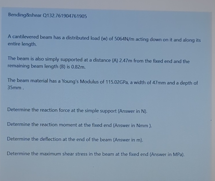 Bending&shear Q 1 3 2 . 7 6 1 9 0 4 7 6 1 9 0 5 A