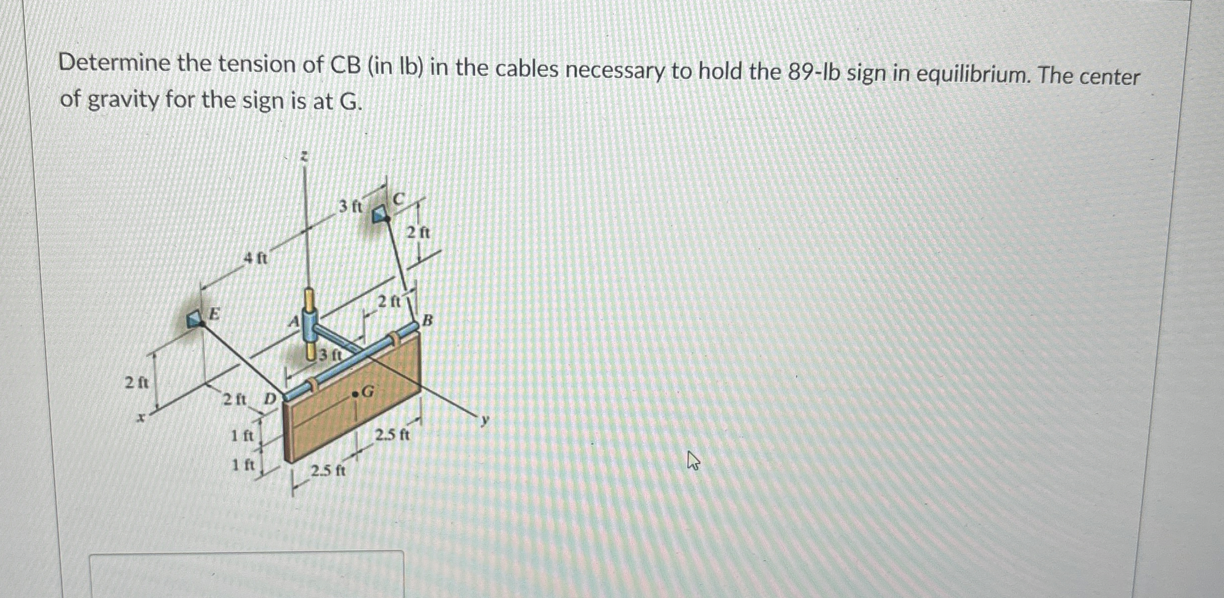 Determine the tension of CB ( in lb ) in the