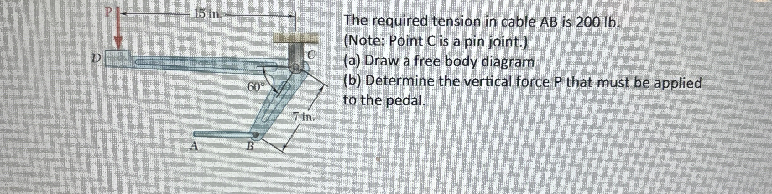 The required tension in cable A B is 2 0 0 lb . (