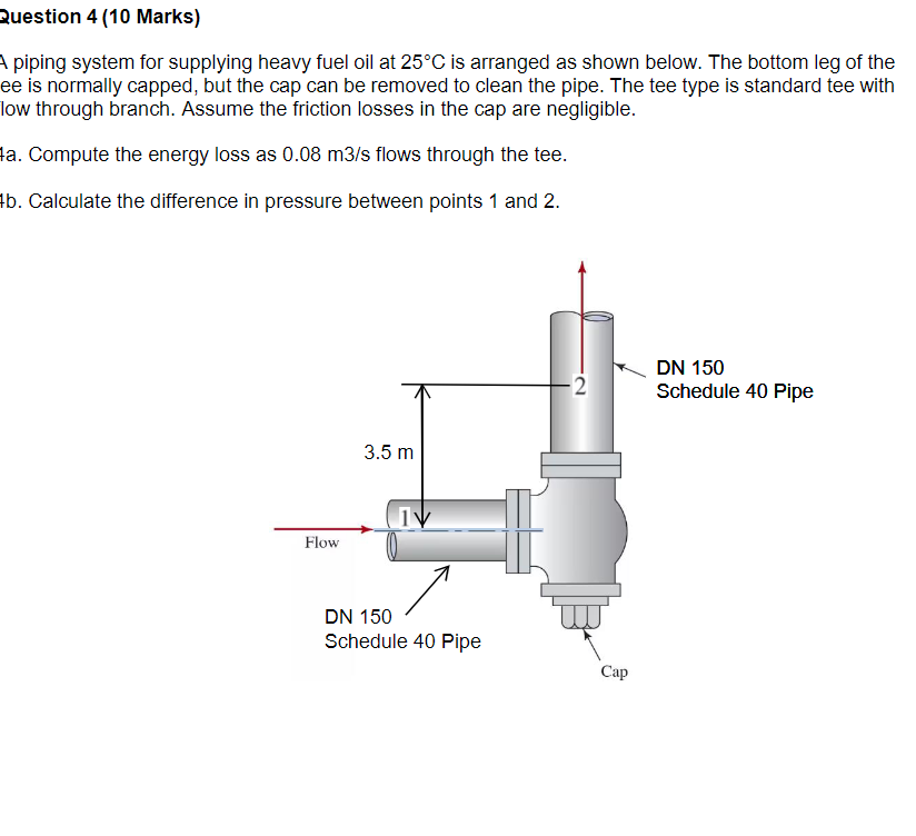 Question 4 ( 1 0 Marks ) A piping system for
