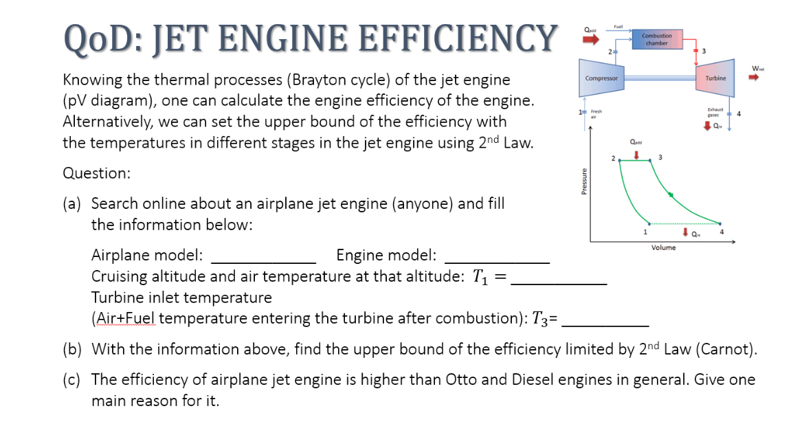 QoD: JET ENGINE EFFICIENCY Knowing the thermal