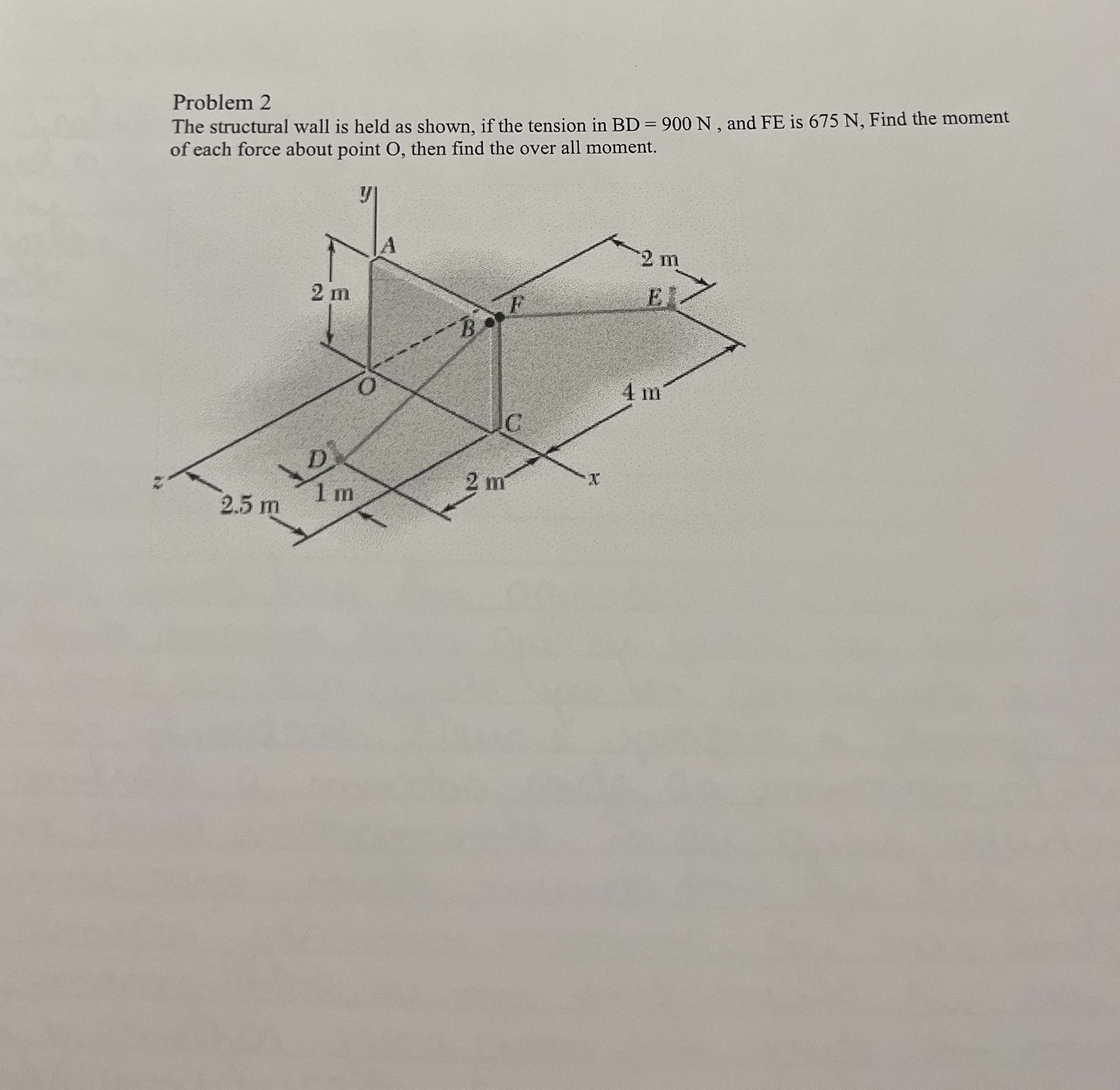 Problem 2 The structural wall is held as shown,