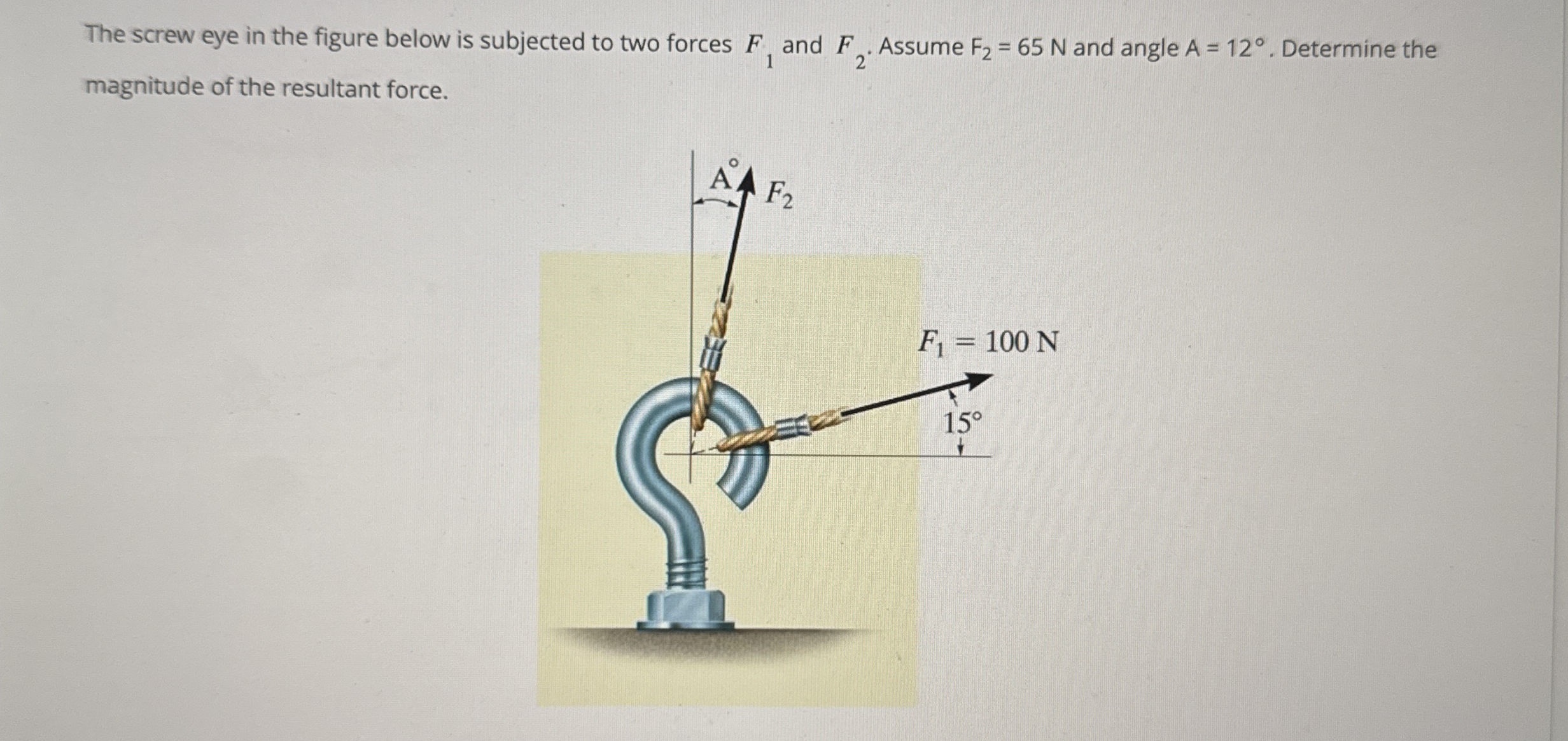 The screw eye in the figure below is subjected to