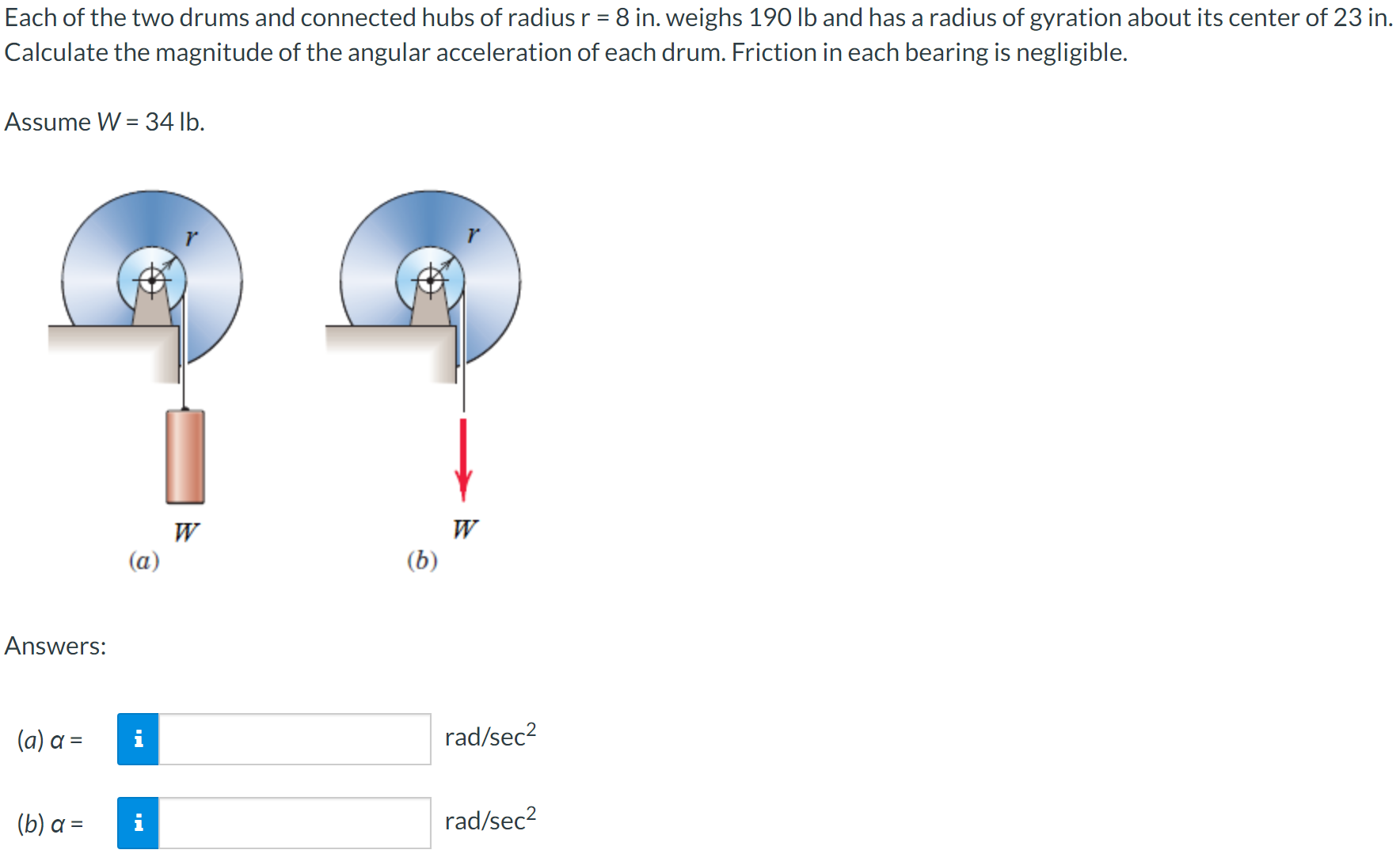 Each of the two drums and connected hubs of