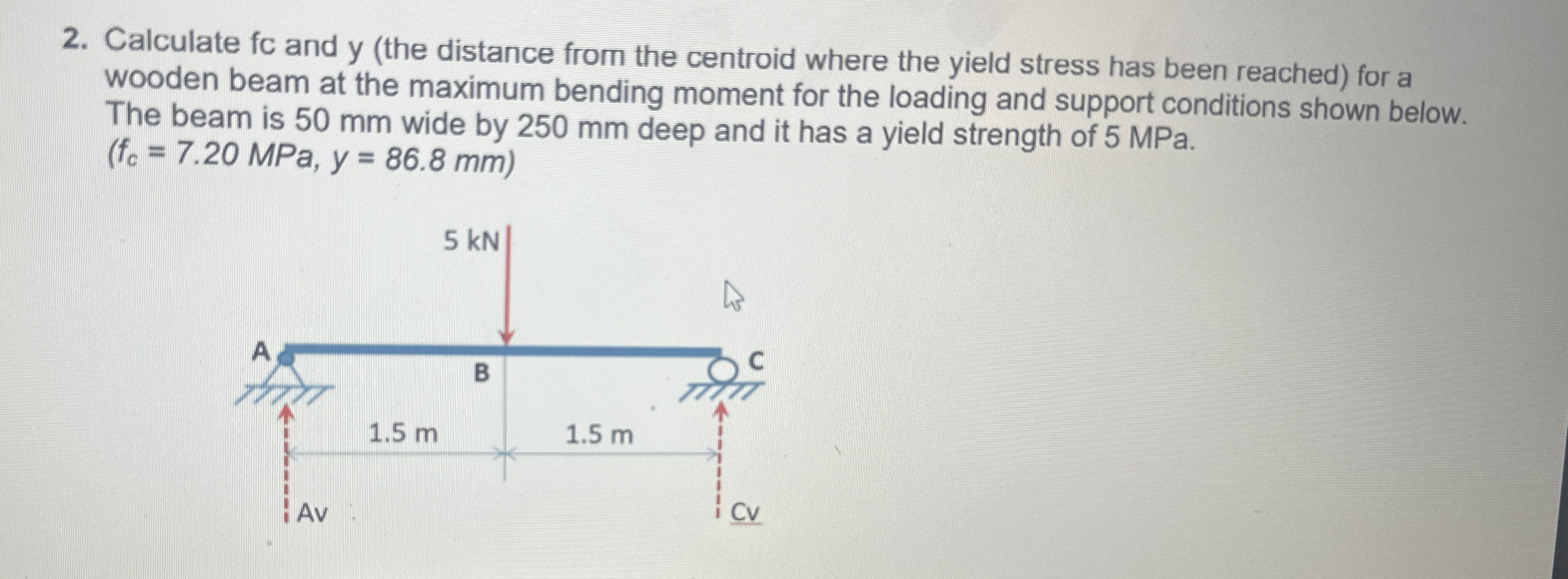 Calculate fc and y ( the distance from the