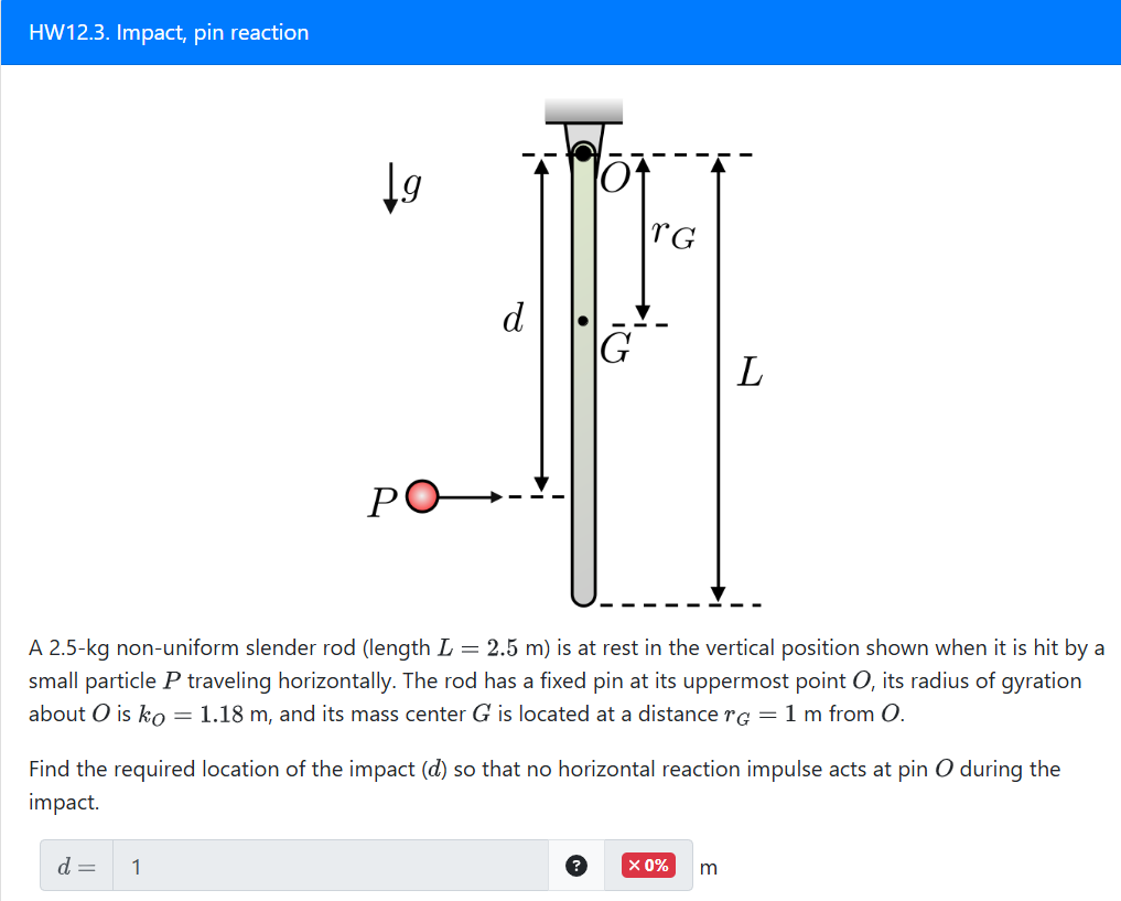 HW 1 2 . 3 . Impact, pin reaction A 2 . 5 - kg
