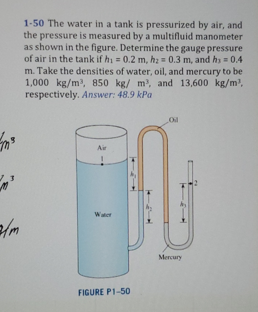1 - 5 0 The water in a tank is pressurized by