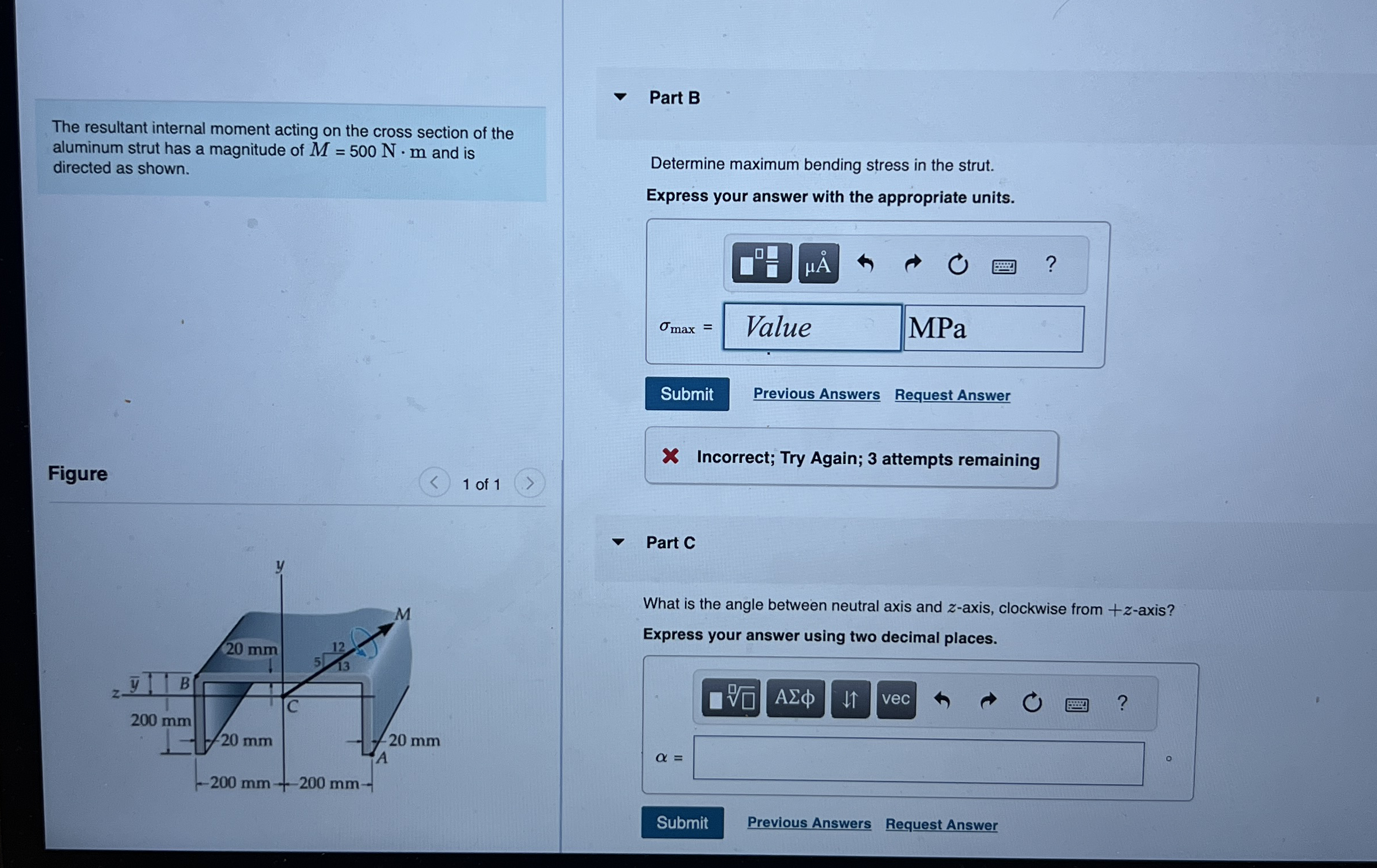 The resultant internal moment acting on the cross