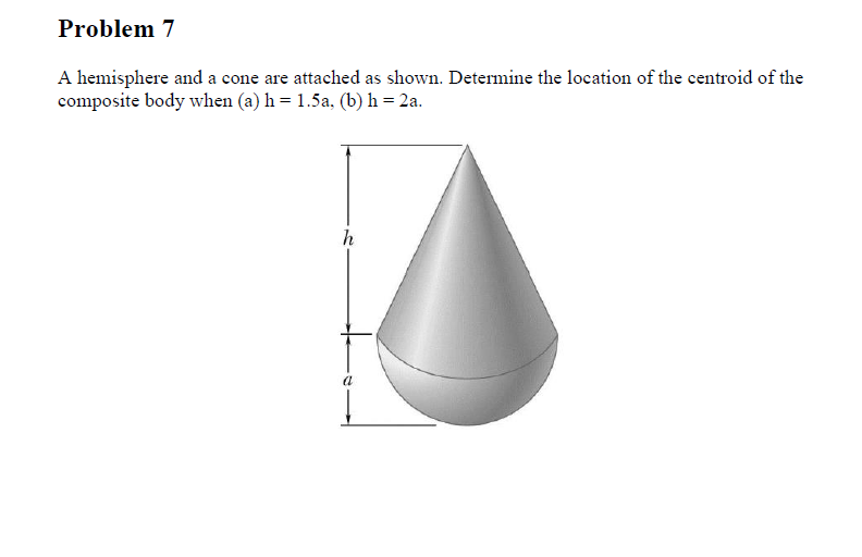 Problem 7 A hemisphere and a cone are attached as