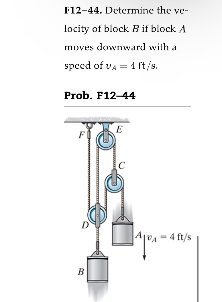 F 1 2 - 4 4 . Determine the ve - locity of block