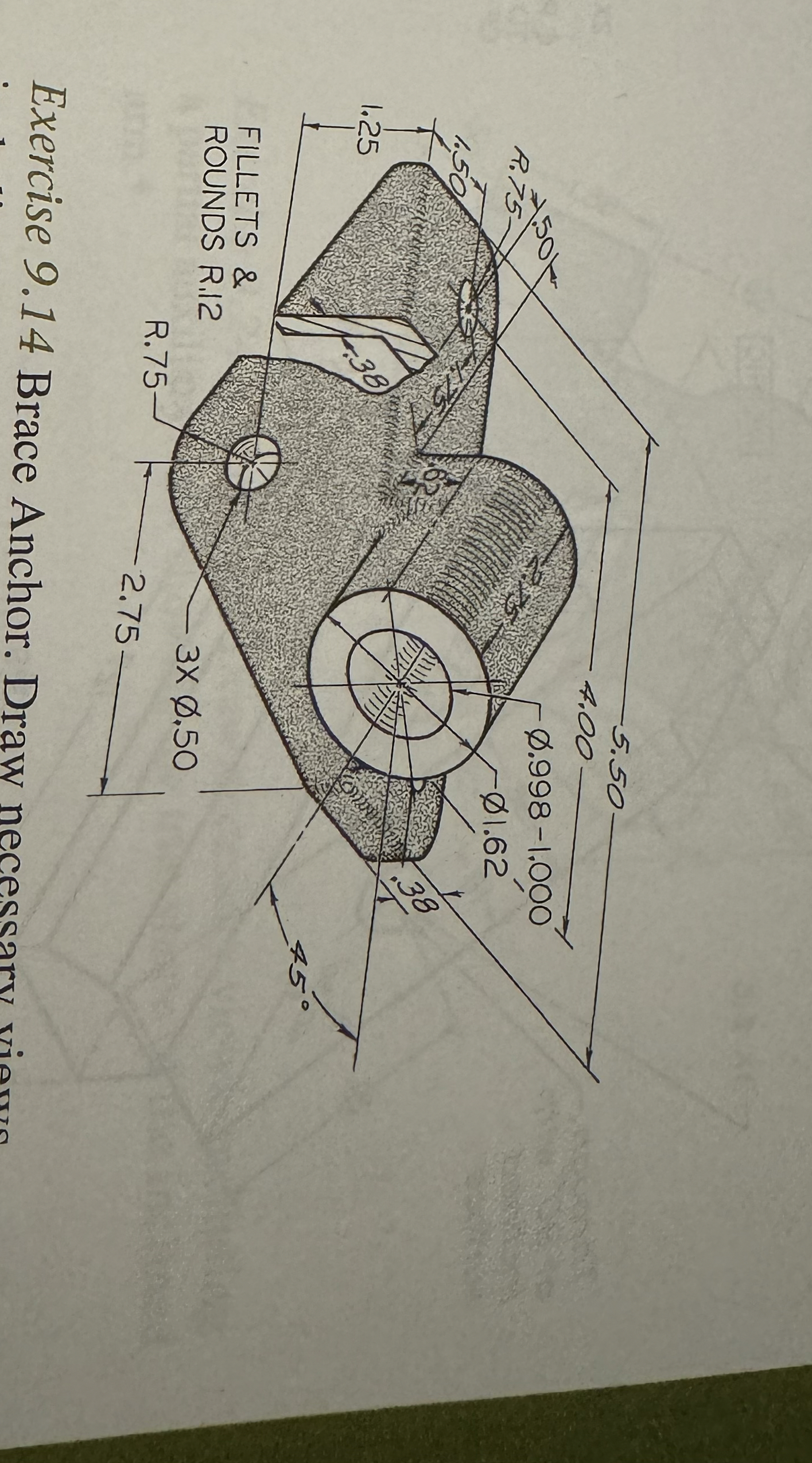 Exercise 9 . 1 4 Brace Anchor.Step by step design