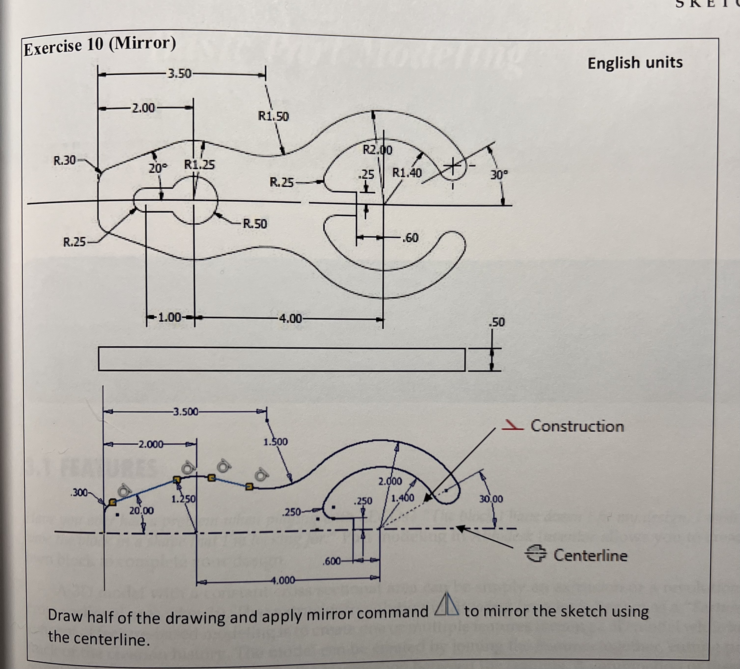 Exercise 1 0 ( Mirror ) Draw half of the drawing