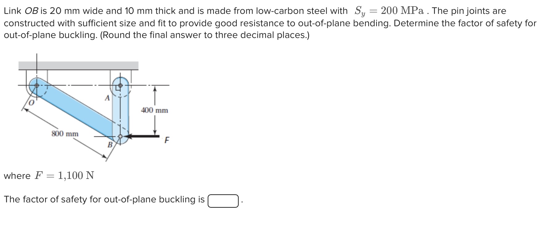 Link O B is 2 0 mm wide and 1 0 mm thick and is
