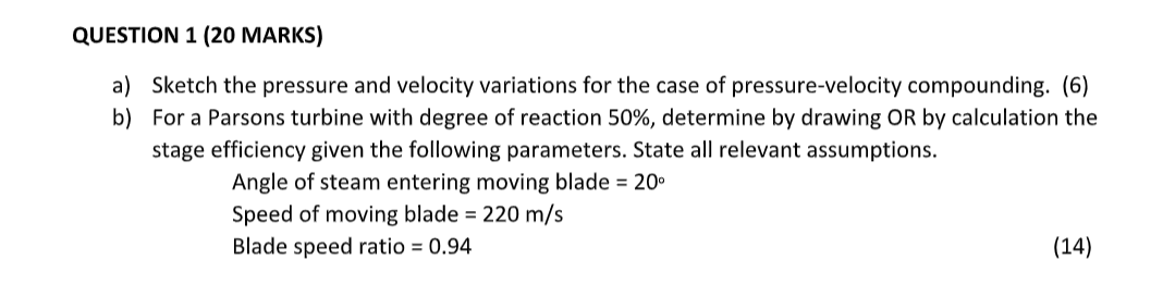 QUESTION 1 ( 2 0 MARKS ) a ) Sketch the pressure