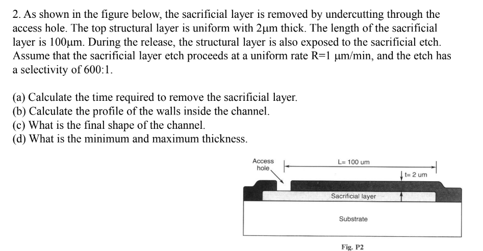 2 . As shown in the figure below, the sacrificial