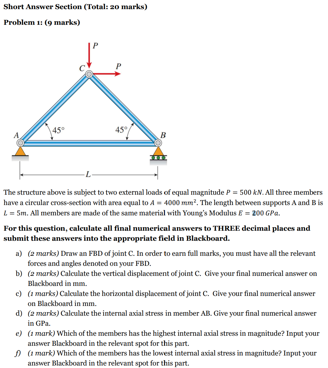 Short Answer Section ( Total: 2 0 marks ) Problem