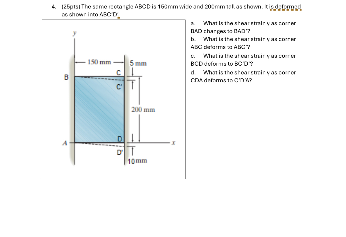 ( 2 5 pts ) The same rectangle ABCD is 1 5 0 mm
