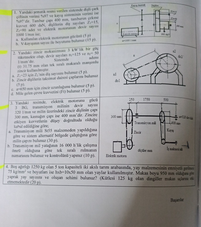 Yandaki ematik resmi verilen sistemde di li ark