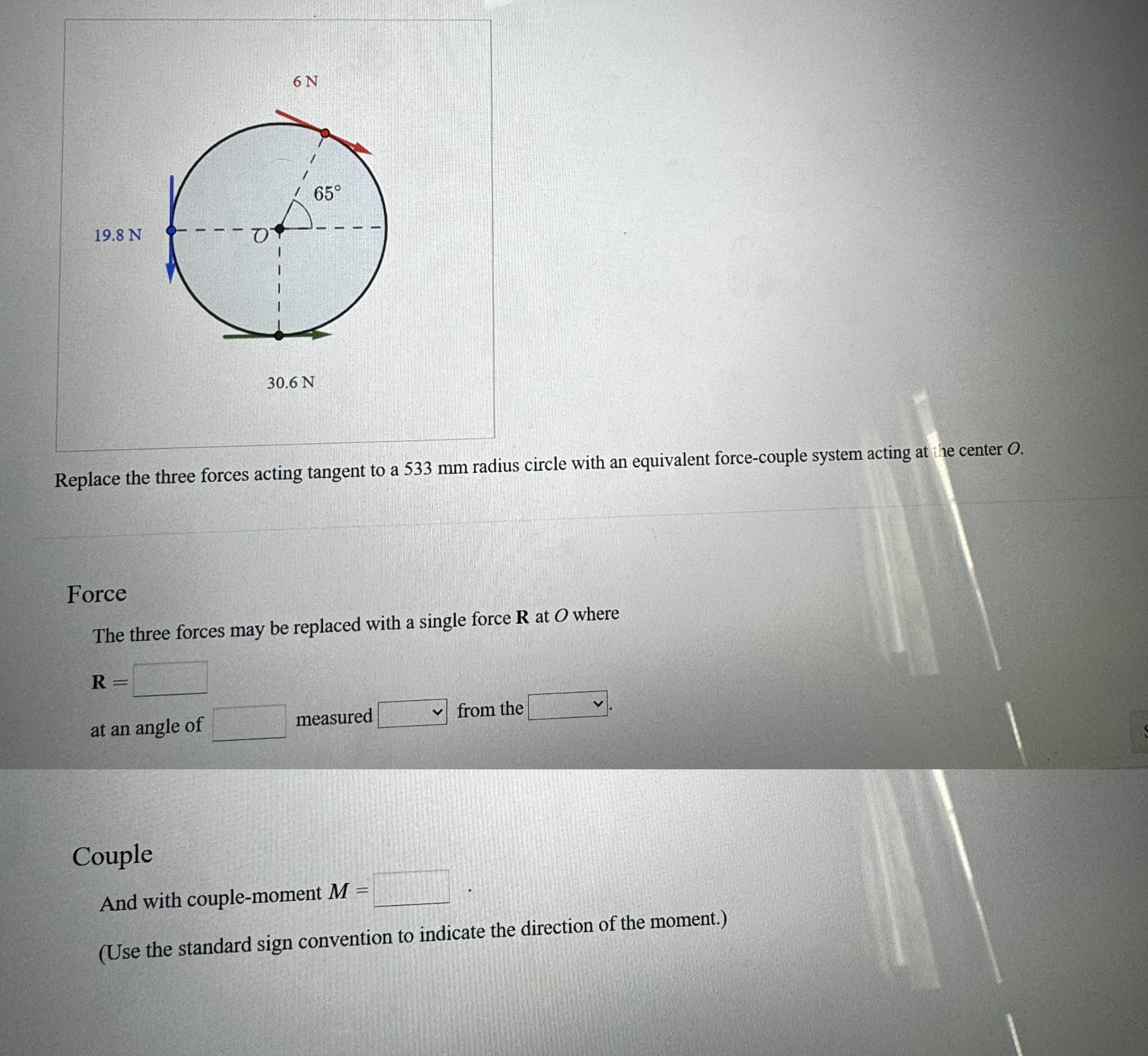 Couple And with couple - moment \ ( M = \ ) ( Use