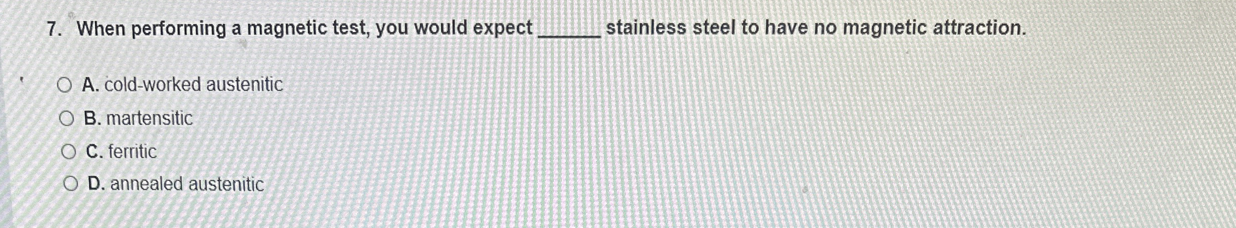 When performing a magnetic test, you would expect