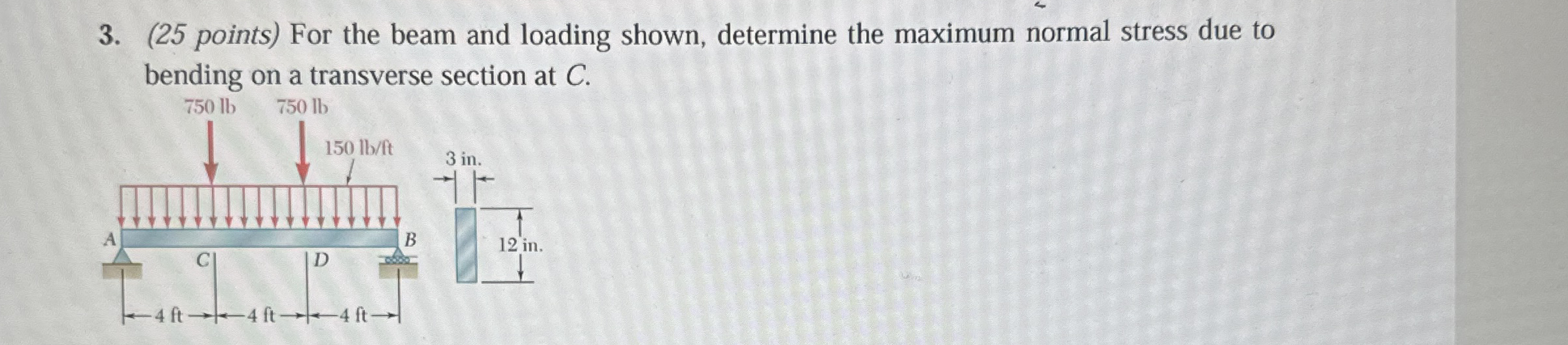 ( 2 5 points ) For the beam and loading shown,