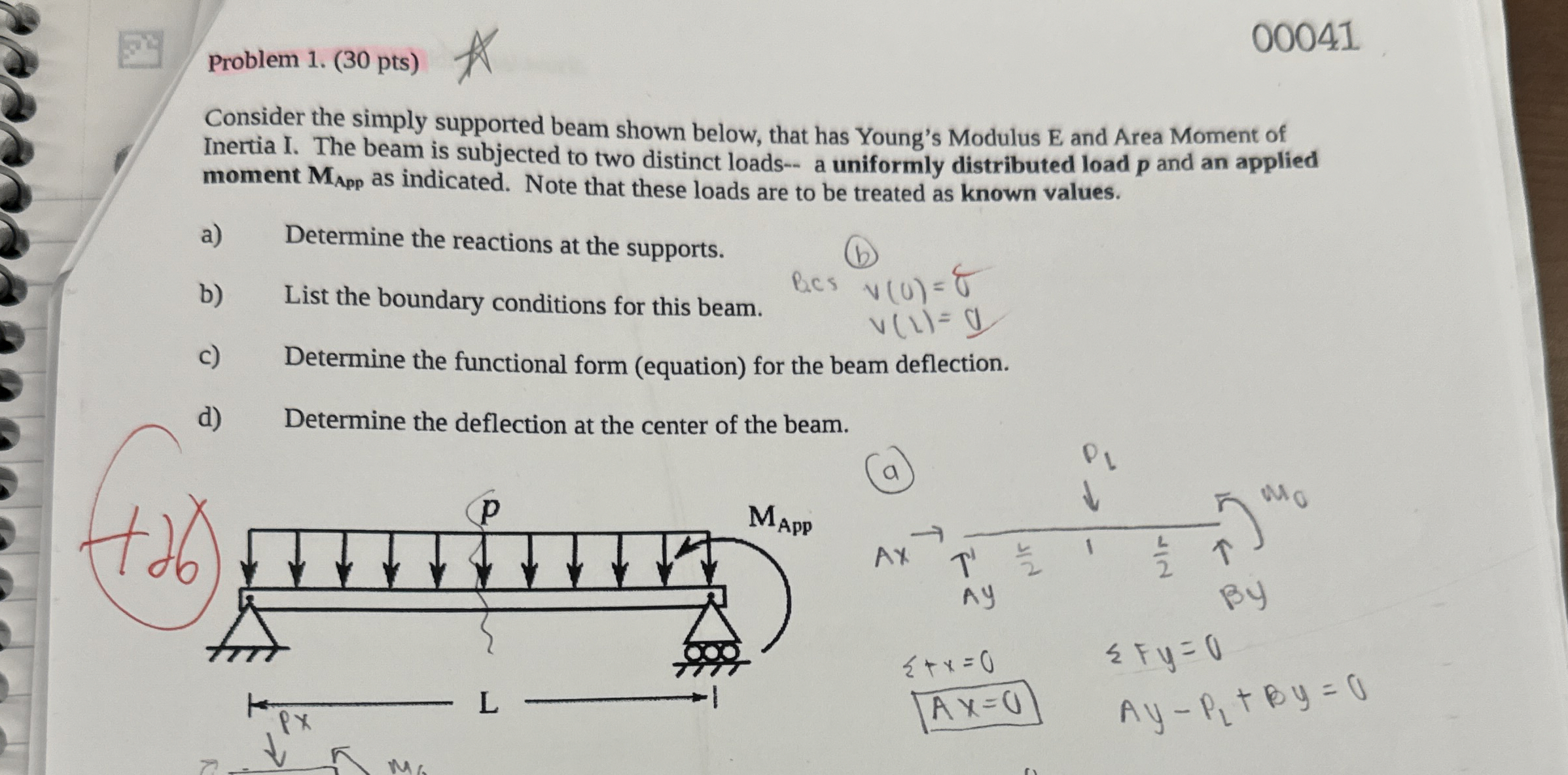 Problem 1 . ( 3 0 pts ) 0 0 0 4 1 Consider the