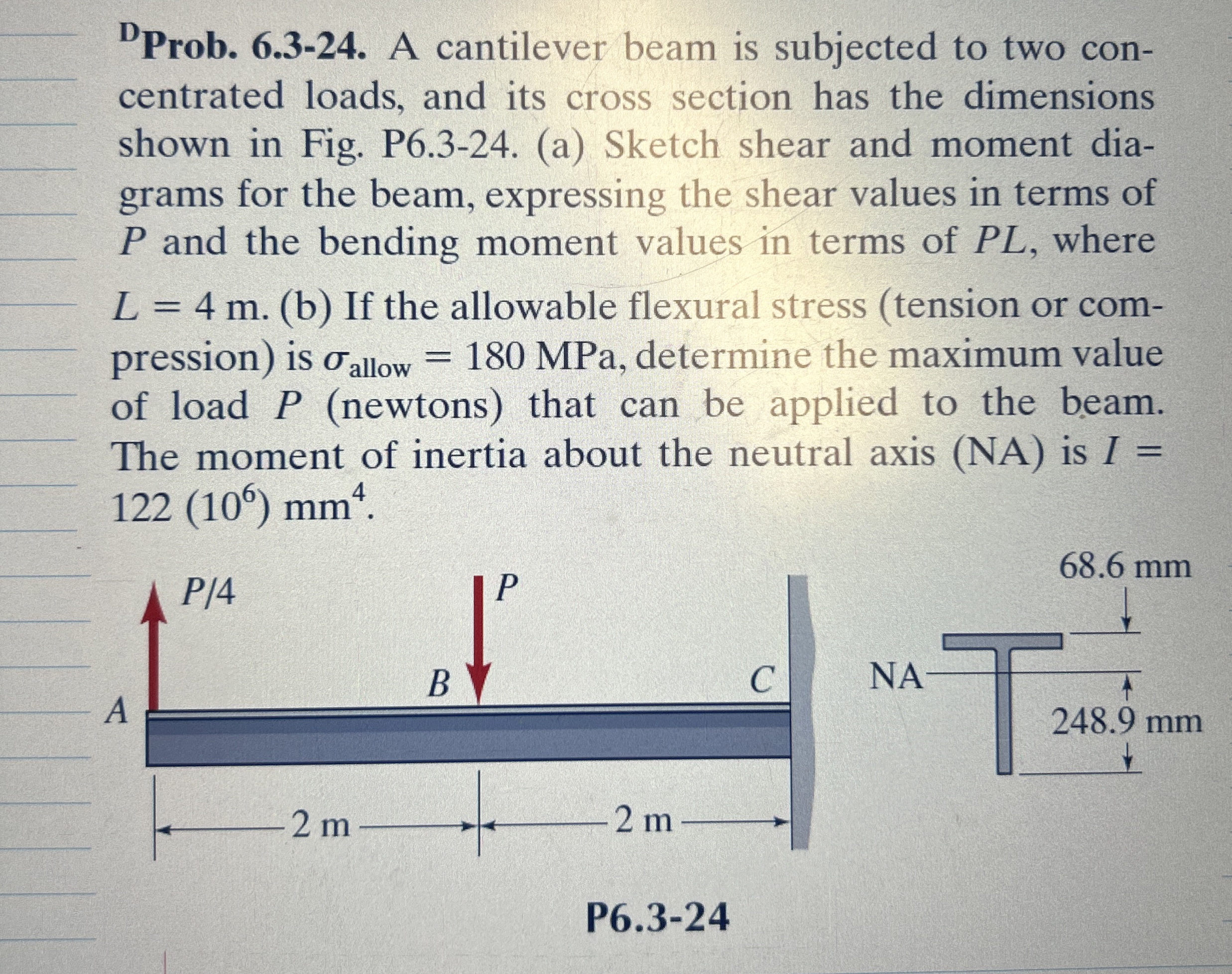 ? D P r o b . 6 . 3 - 2 4 . A c a n t i l e v e r