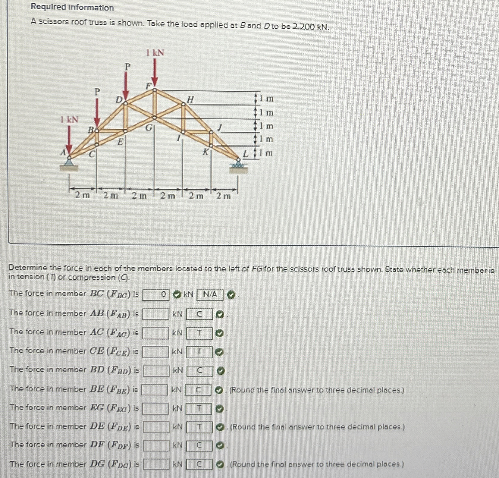 Required Information A scissors roof truss is