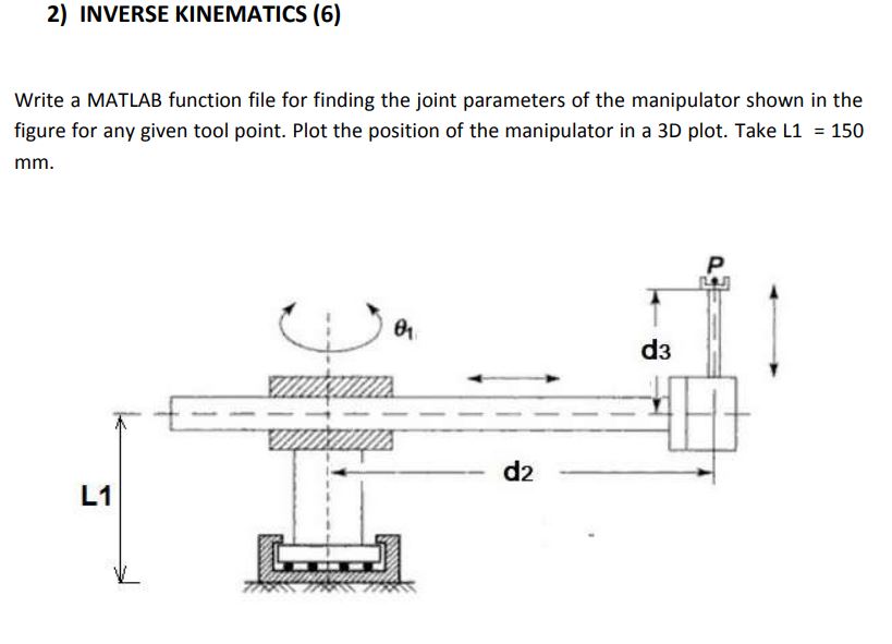 INVERSE KINEMATICS ( 6 ) Write a MATLAB function