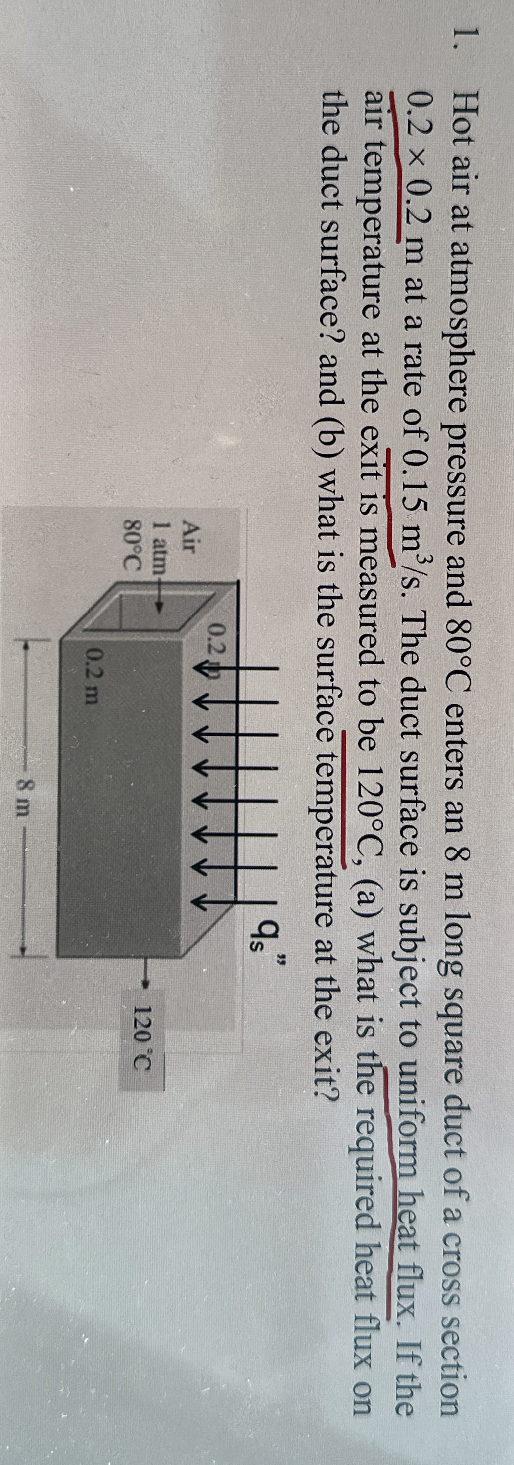 Hot air at atmosphere pressure and 8 0 C enters