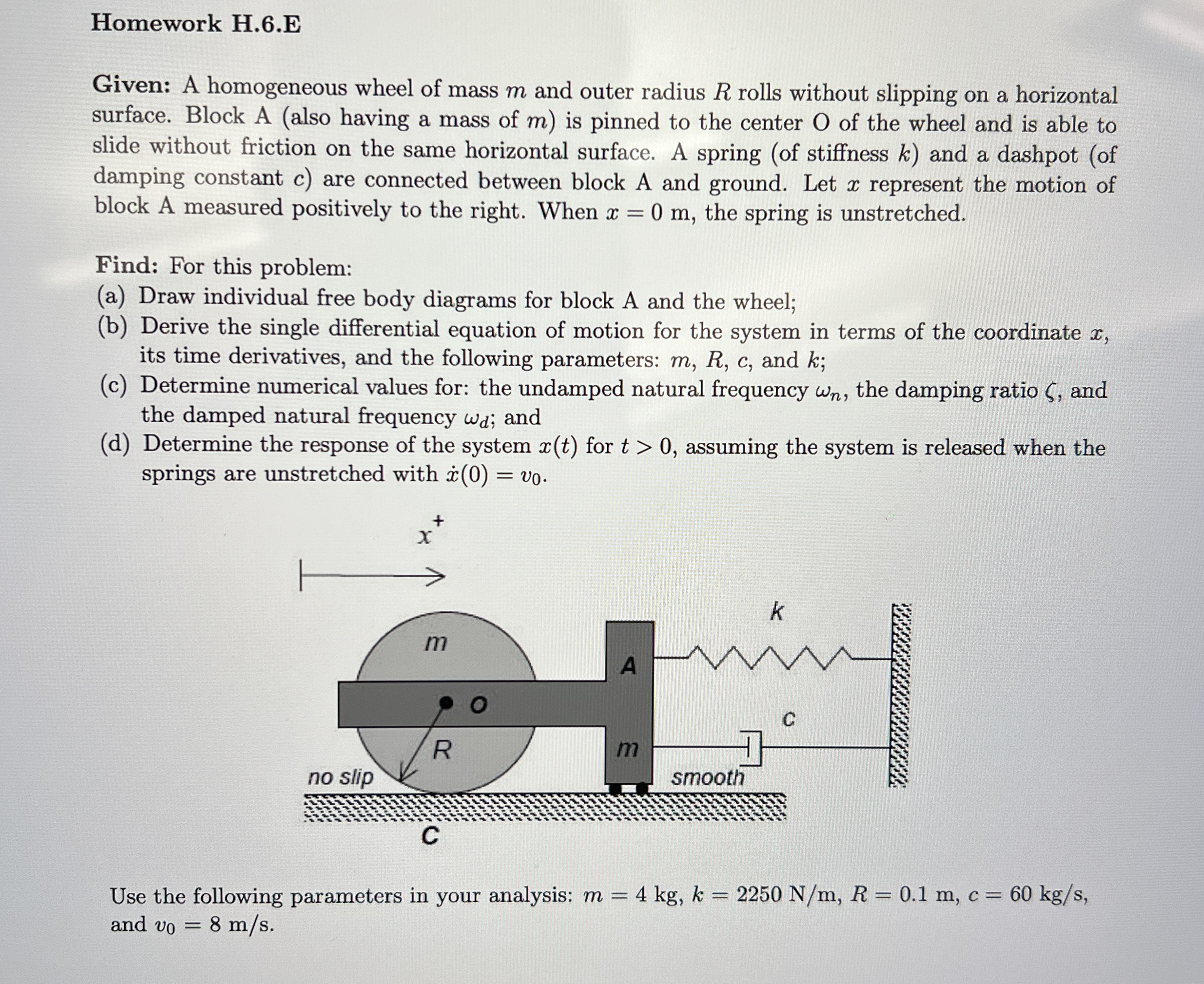 Homework H . 6 . E Given: A homogeneous wheel of
